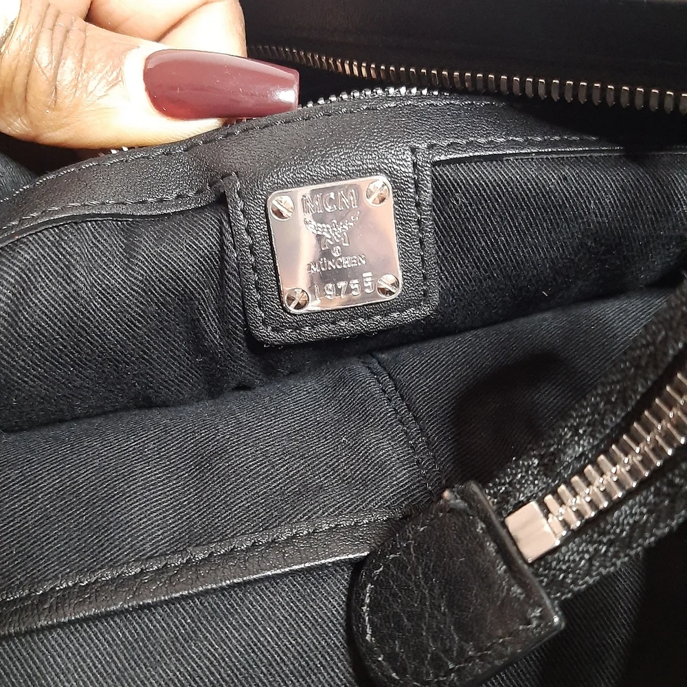 Black Embossed Crossbody Bag with Red Trim